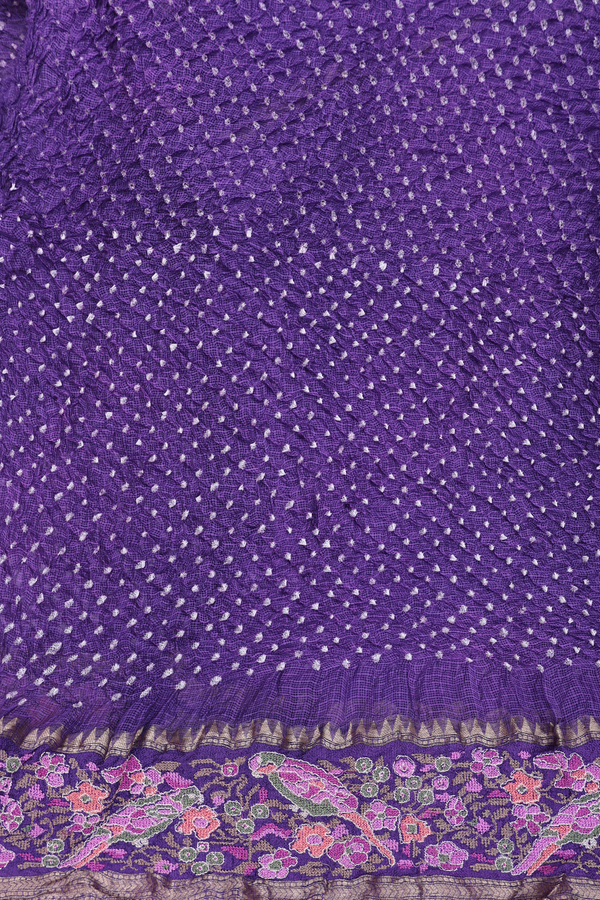 Kota Bandhani Silk Saree In Purple With Tie And Dye Design