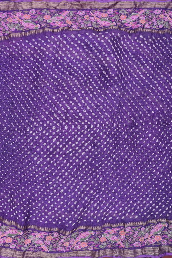 Kota Bandhani Silk Saree In Purple With Tie And Dye Design