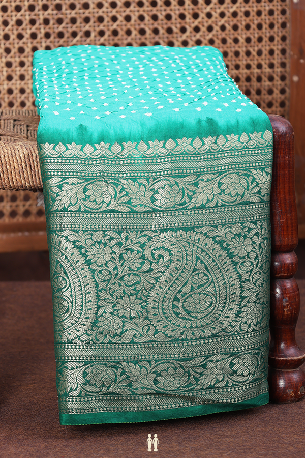 Bandhani Silk Saree In Aqua Green With Tie And Dye Design