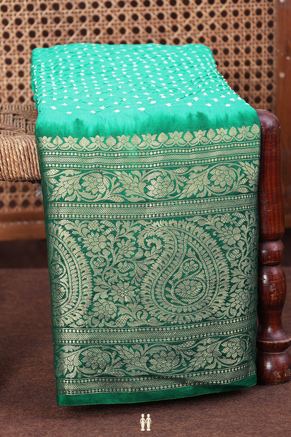 Bandhani Silk Saree In Green With Tie And Dye Design