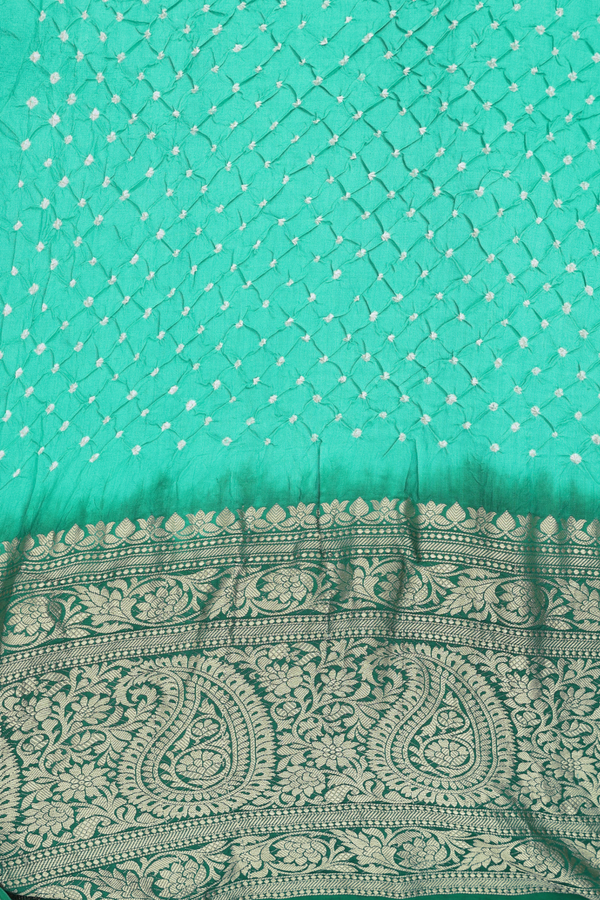 Bandhani Silk Saree In Green With Tie And Dye Design