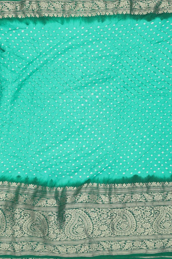 Bandhani Silk Saree In Green With Tie And Dye Design