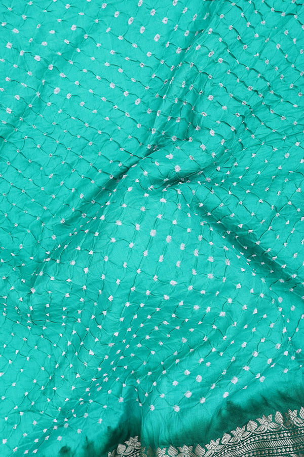 Bandhani Silk Saree In Aqua Green With Tie And Dye Design