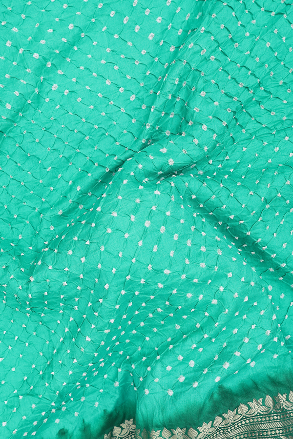 Bandhani Silk Saree In Green With Tie And Dye Design