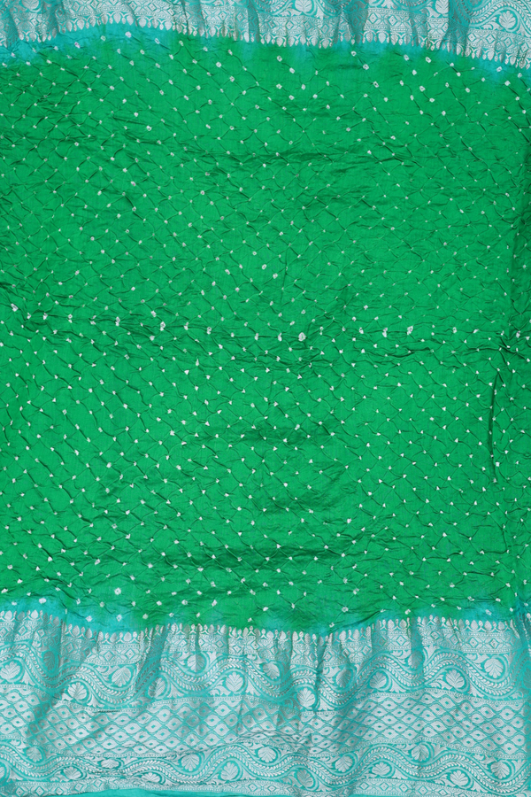 Bandhani Silk Saree In Green With Tie And Dye Design