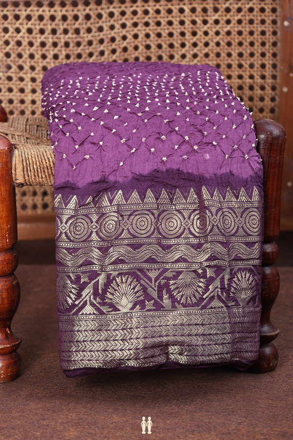 Bandhani Silk Saree In Purple With Tie And Dye Design