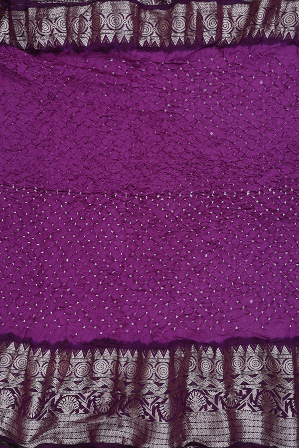 Bandhani Silk Saree In Purple With Tie And Dye Design