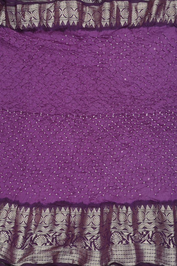 Bandhani Silk Saree In Purple With Tie And Dye Design