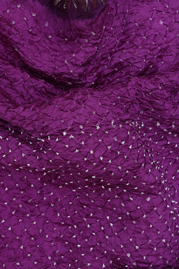 Bandhani Silk Saree In Purple With Tie And Dye Design