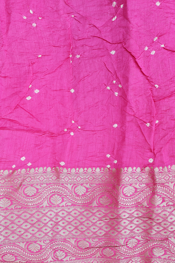 Bandhani Silk Saree In Punch Pink With Tie And Dye Design