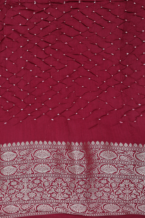 Bandhani Silk Saree In Brownish Grey With Tie And Dye Design