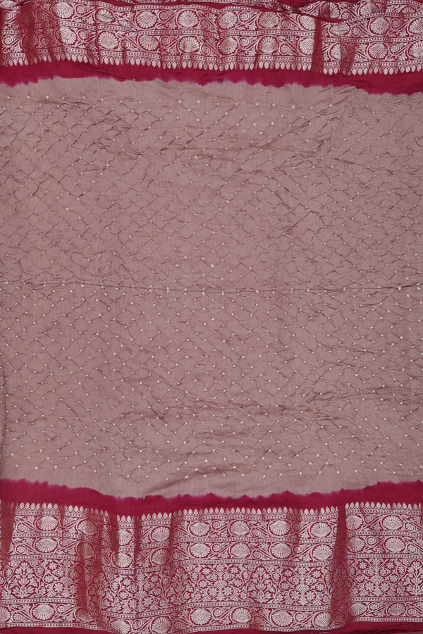 Bandhani Silk Saree In Brownish Grey With Tie And Dye Design