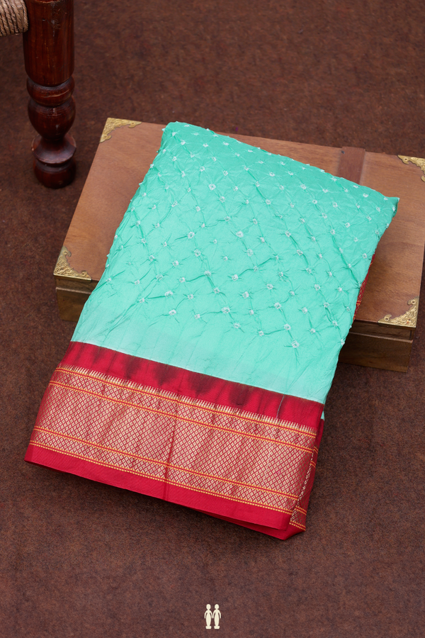 Bandhani Silk Saree In Green With Design