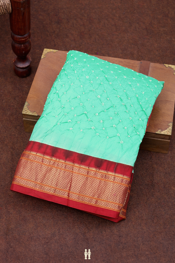 Bandhani Silk Saree In Green With Design