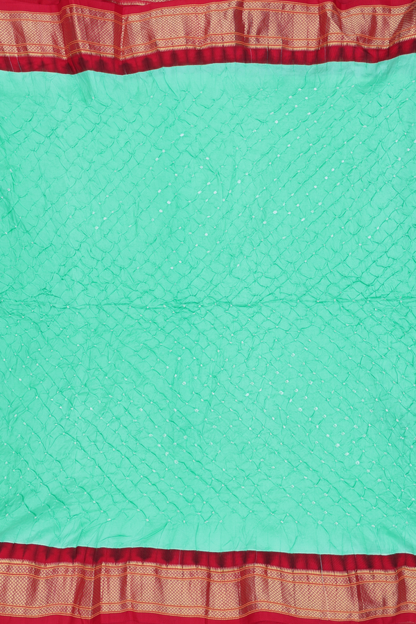 Bandhani Silk Saree In Green With Design