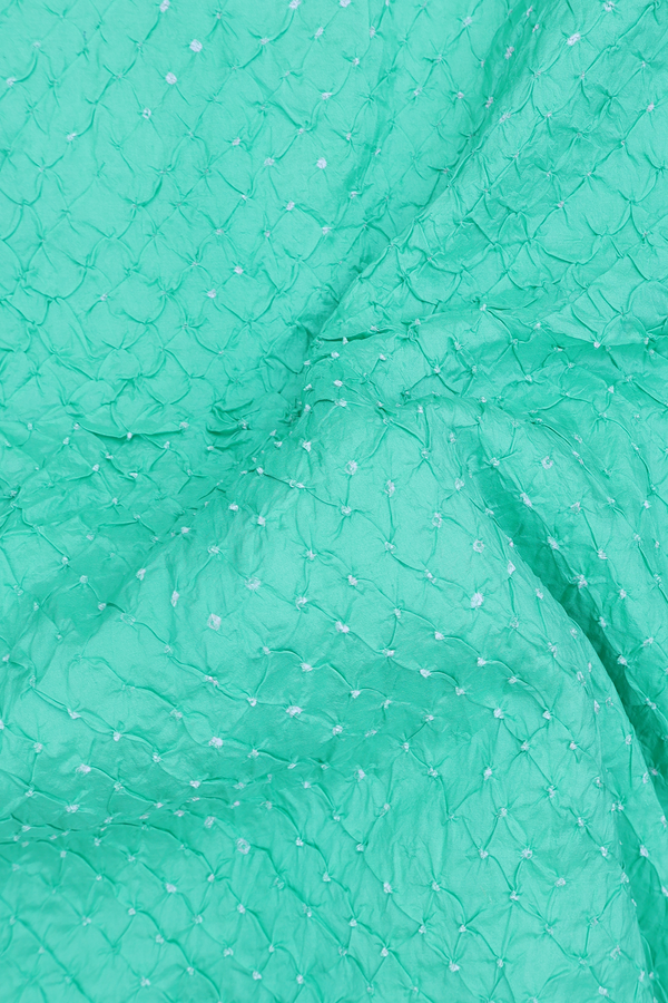 Bandhani Silk Saree In Green With Design