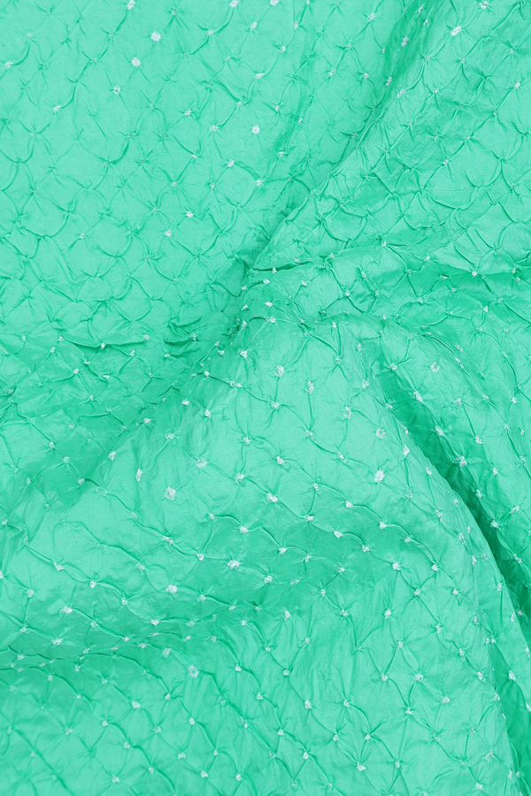 Bandhani Silk Saree In Green With Design