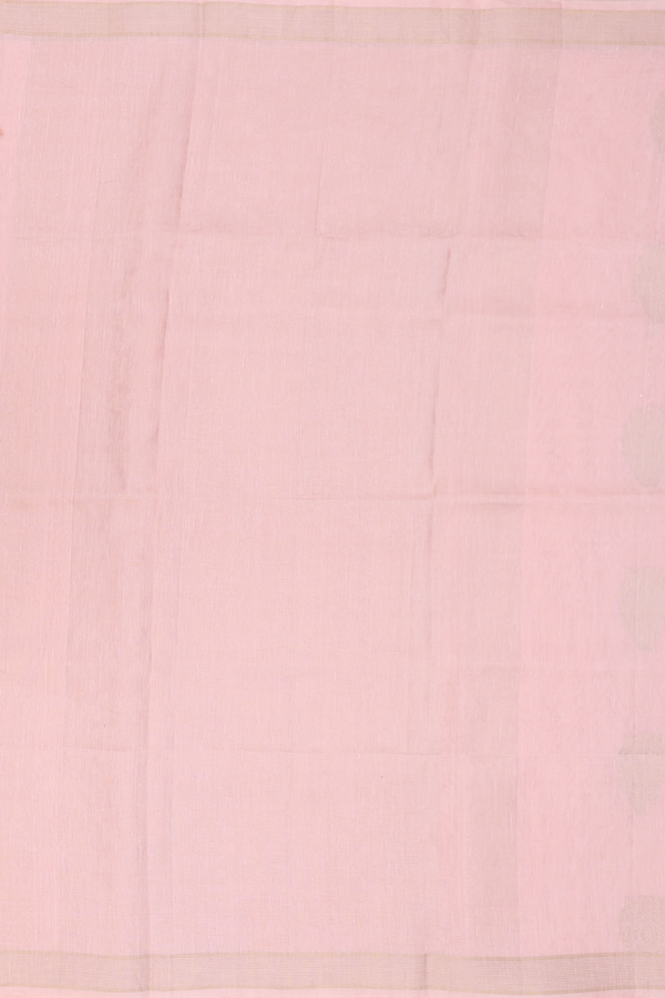 Linen Saree In Pastel Peach With Zari Motifs