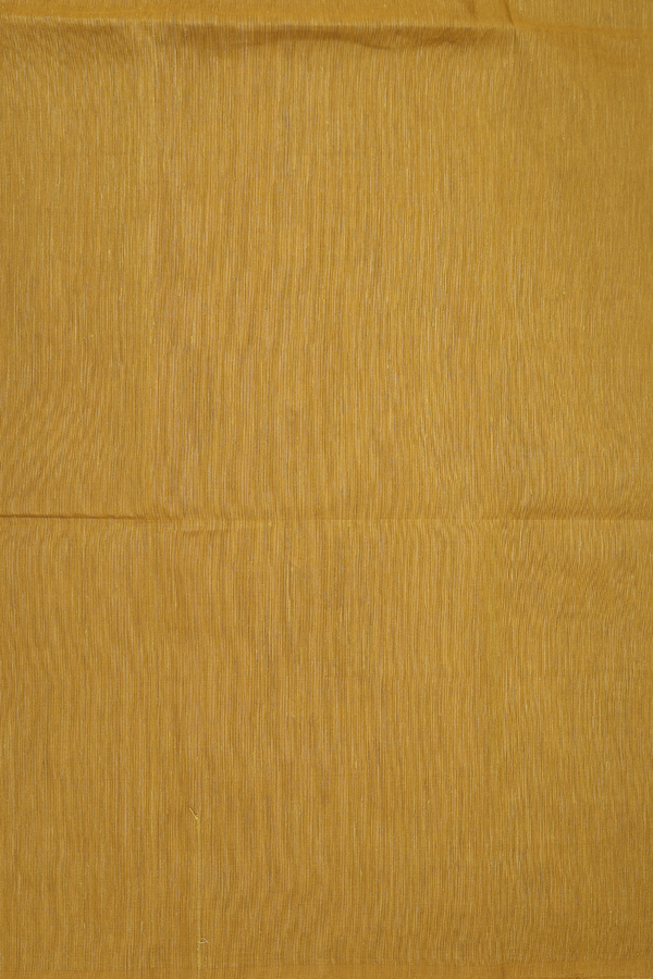 Linen Saree In Golden Brown With Zari Buttas