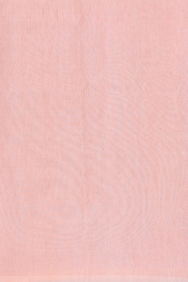 Linen Saree In Light Peach With Zari Buttas