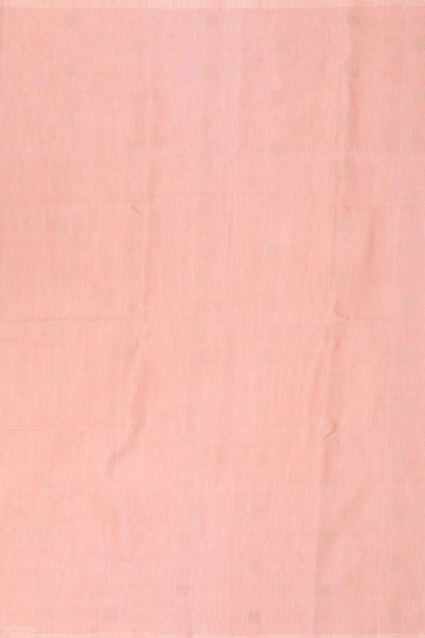 Linen Saree In Light Peach With Zari Buttas
