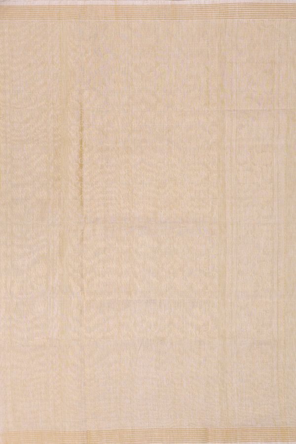 Linen Saree In Light Yellow With Zari Buttas