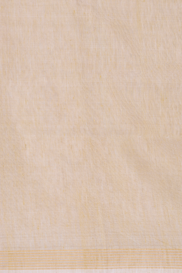 Linen Saree In Light Yellow With Zari Buttas