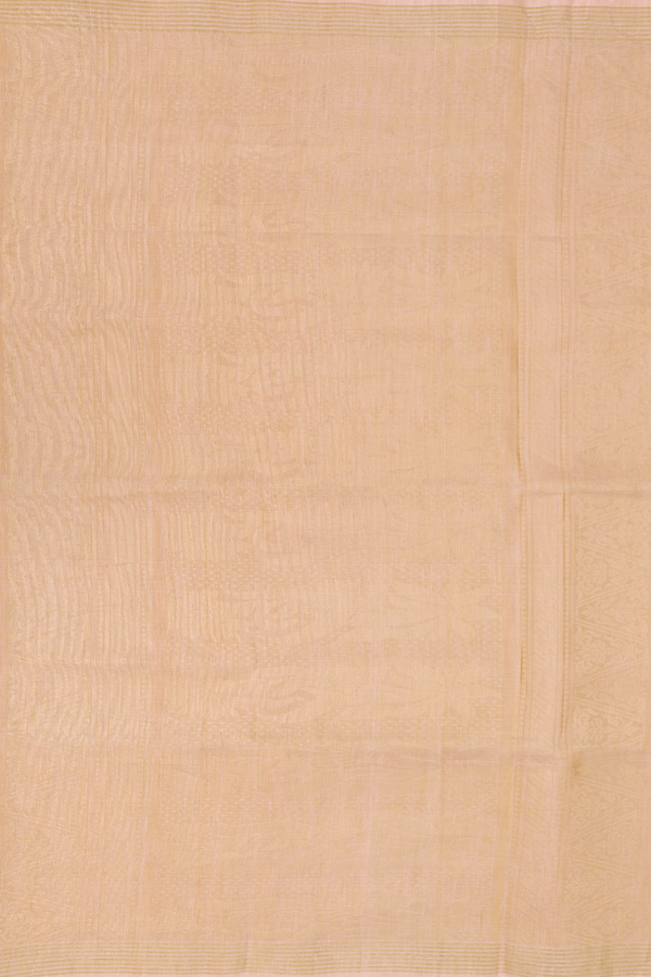 Linen Saree In Orange And Pink With Stripes Design