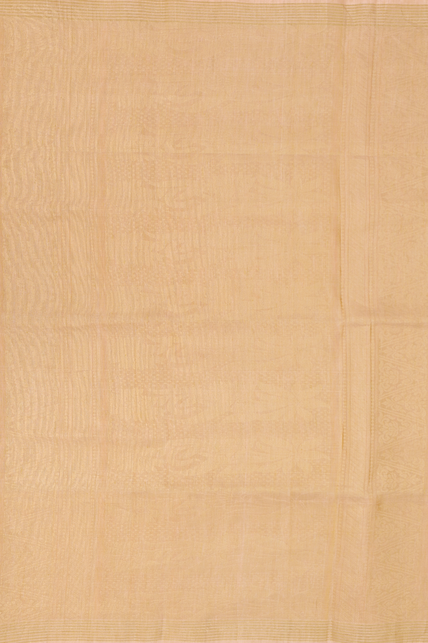 Linen Saree In Orange And Pink With Stripes Design