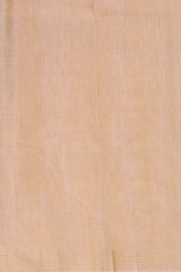 Linen Saree In Orange And Pink With Stripes Design
