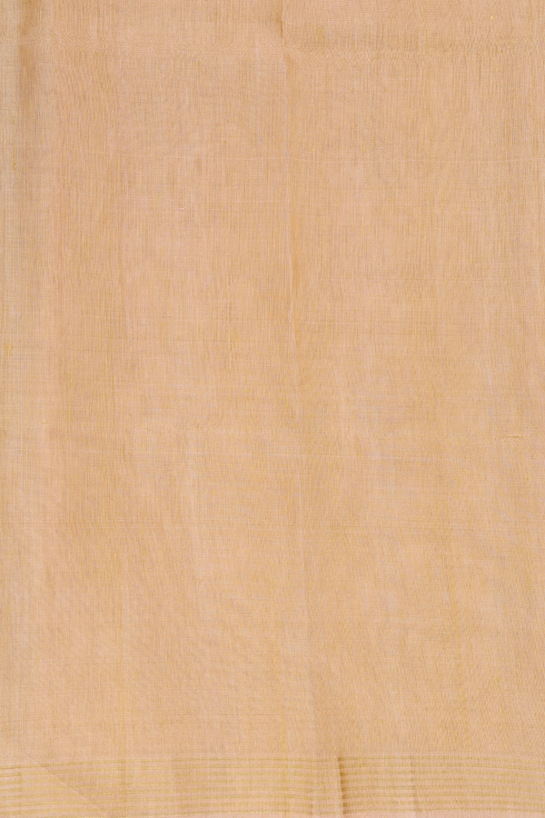 Linen Saree In Orange And Pink With Stripes Design