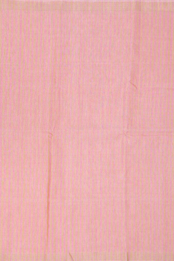 Linen Saree In Orange And Pink With Stripes Design