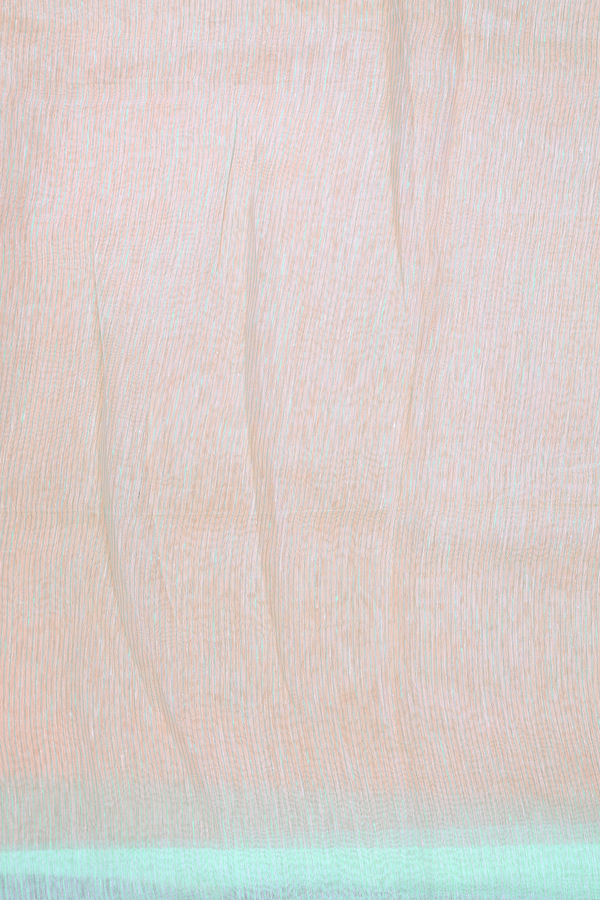 Linen Saree In Light Orange With Floral Embroidered Design