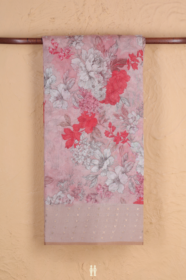 Bailu Silk Saree In Dusty Pink With Floral Design