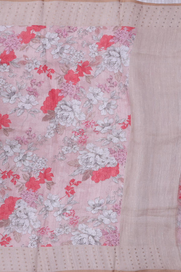 Bailu Silk Saree In Dusty Pink With Floral Design