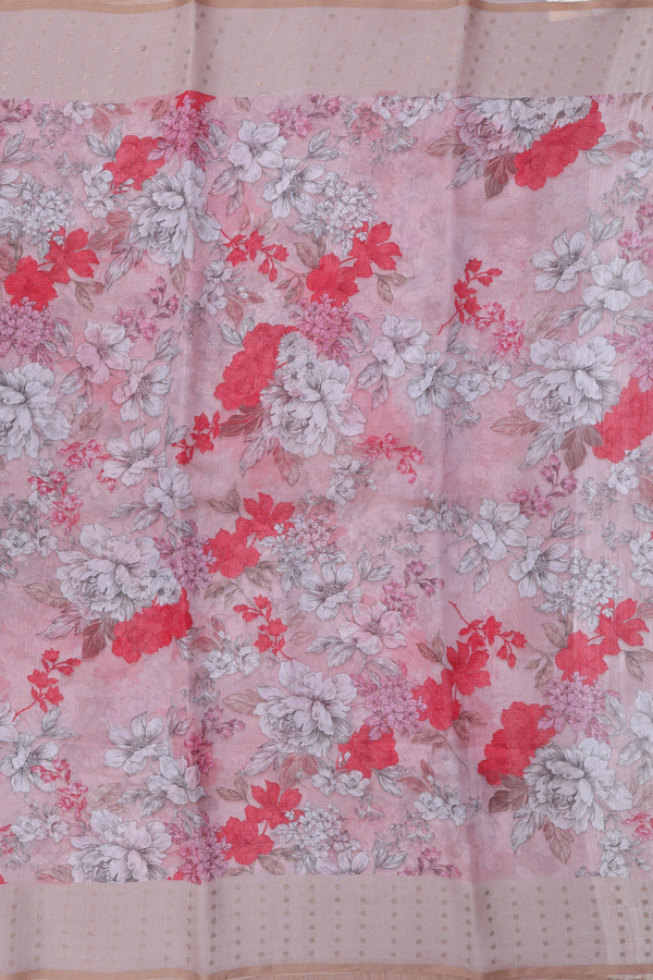 Bailu Silk Saree In Dusty Pink With Floral Design