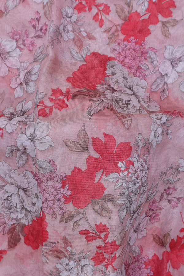 Bailu Silk Saree In Dusty Pink With Floral Design