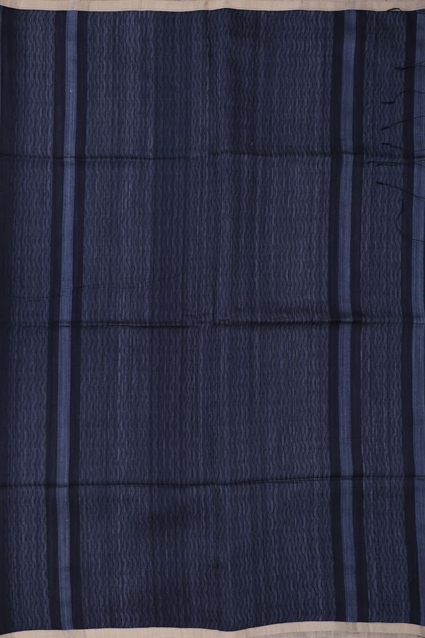 Bailu Silk Saree In Charcoal Grey With Leaf Design