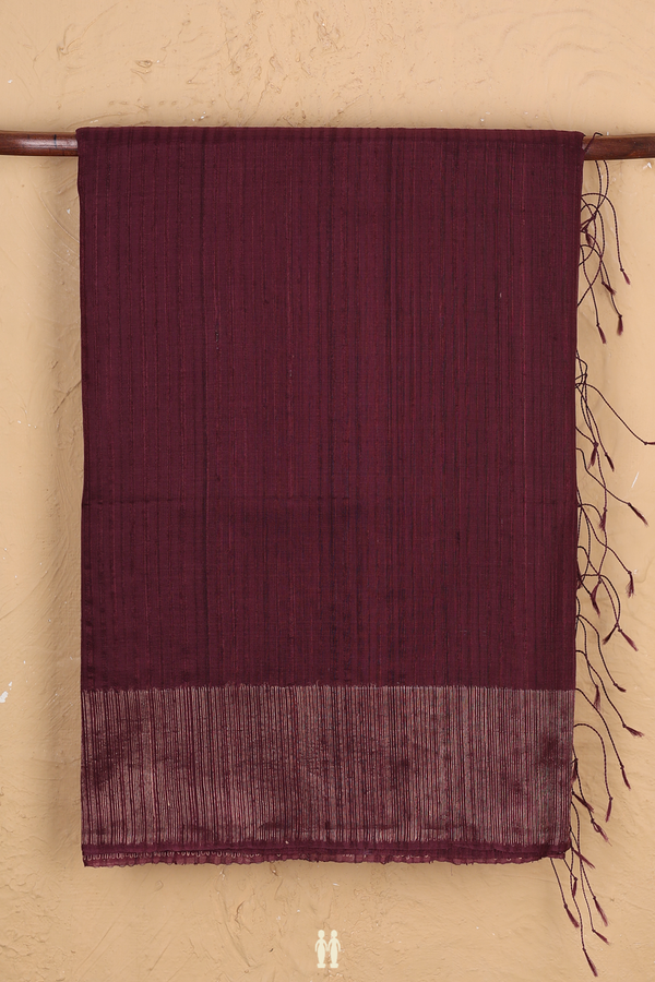 Bailu Silk Saree In Plain Plum Brown With Zari Border