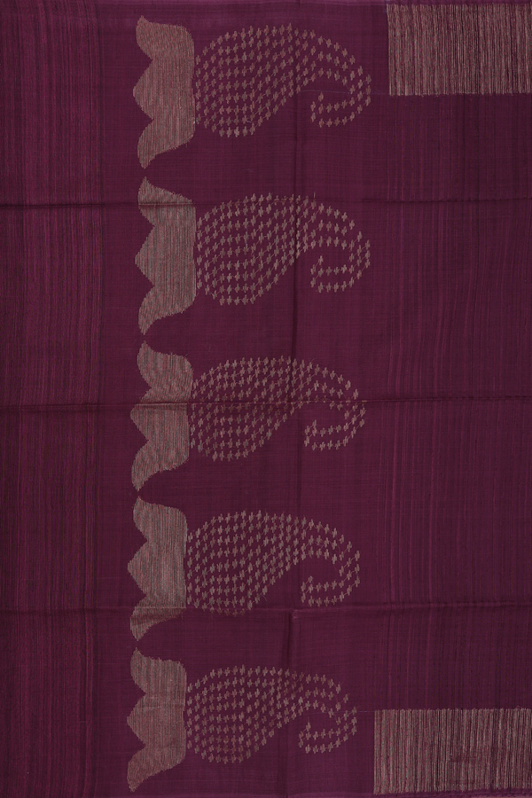 Bailu Silk Saree In Plain Plum Brown With Zari Border