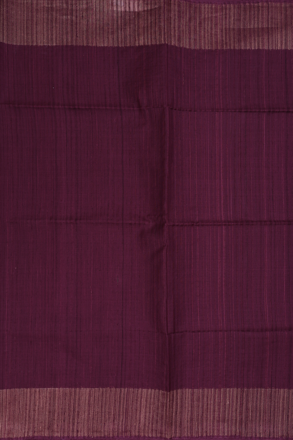 Bailu Silk Saree In Plain Plum Brown With Zari Border