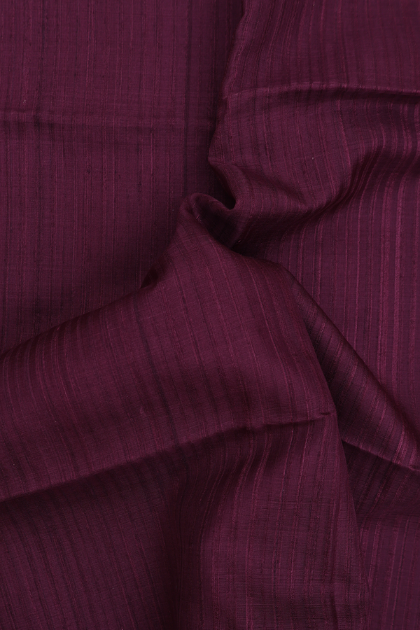 Bailu Silk Saree In Plain Plum Brown With Zari Border