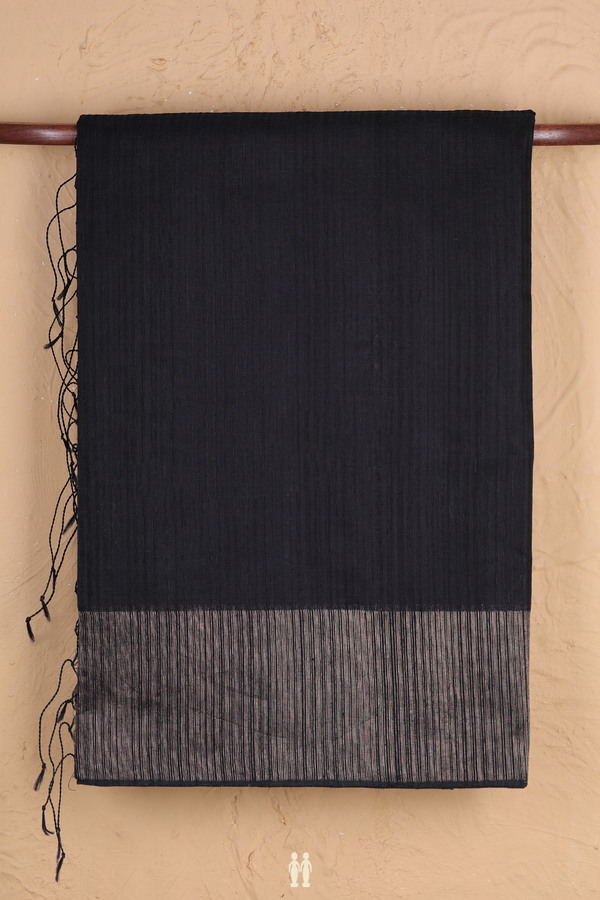 Bailu Silk Saree In Black With Zari Border