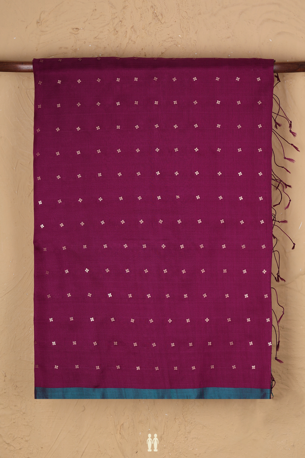 Bailu Silk Saree In Grape Purple With Chamki Work