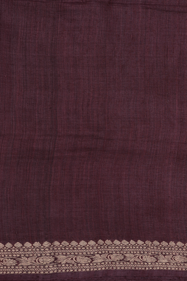 Tussar Silk Saree In Brownish Purple With Floral Buttas
