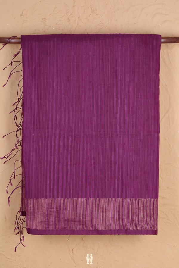 Bailu Silk Saree In Grape Purple With Self Stripes Design
