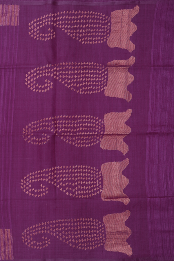 Bailu Silk Saree In Grape Purple With Self Stripes Design