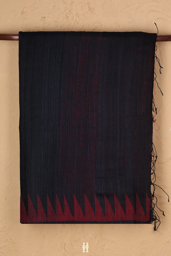 Bailu Silk Saree In Black With Threadwork Border