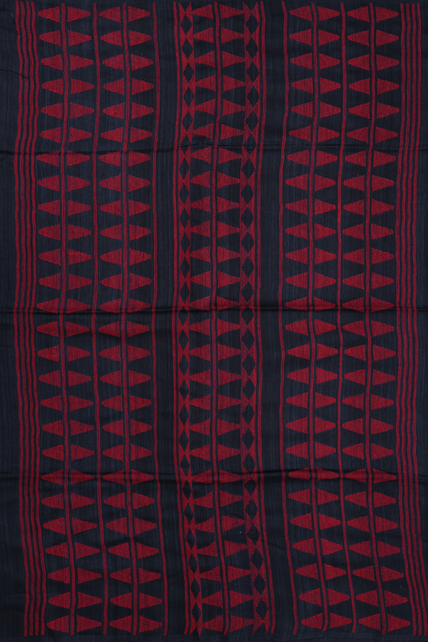 Bailu Silk Saree In Midnight Blue With Threadwork Border