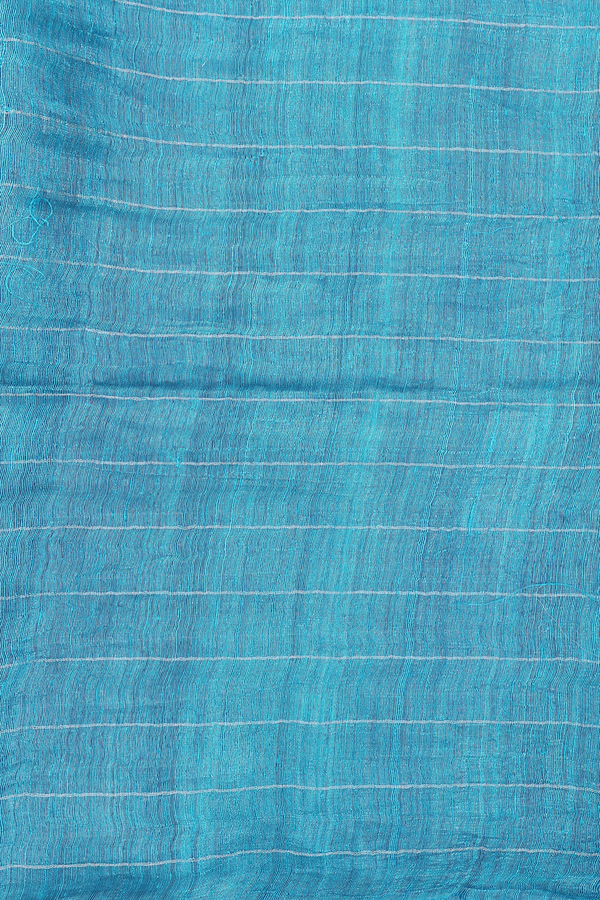 Bailu Silk Saree In Cerulean Blue With Checks Design